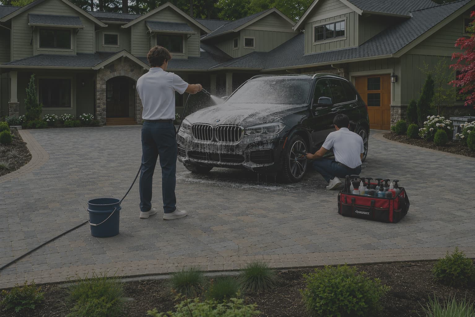 Steam Auto Spa detailing a car on-site in Upper St. Clair, PA